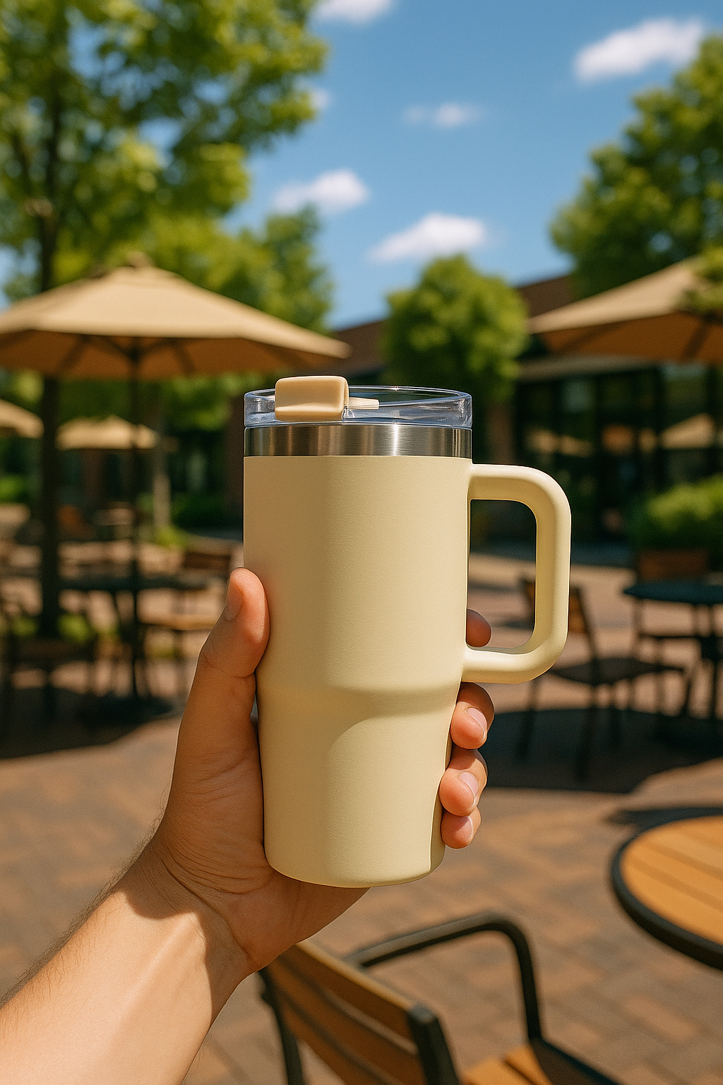 KLINKCO Stainless Steel Tumbler with Straw, Sipper Bottle for Women| Double Insulated Tumblers for Hot & Cold Drink 100% Leakproof Tumbler | Beige | 500ml Steel