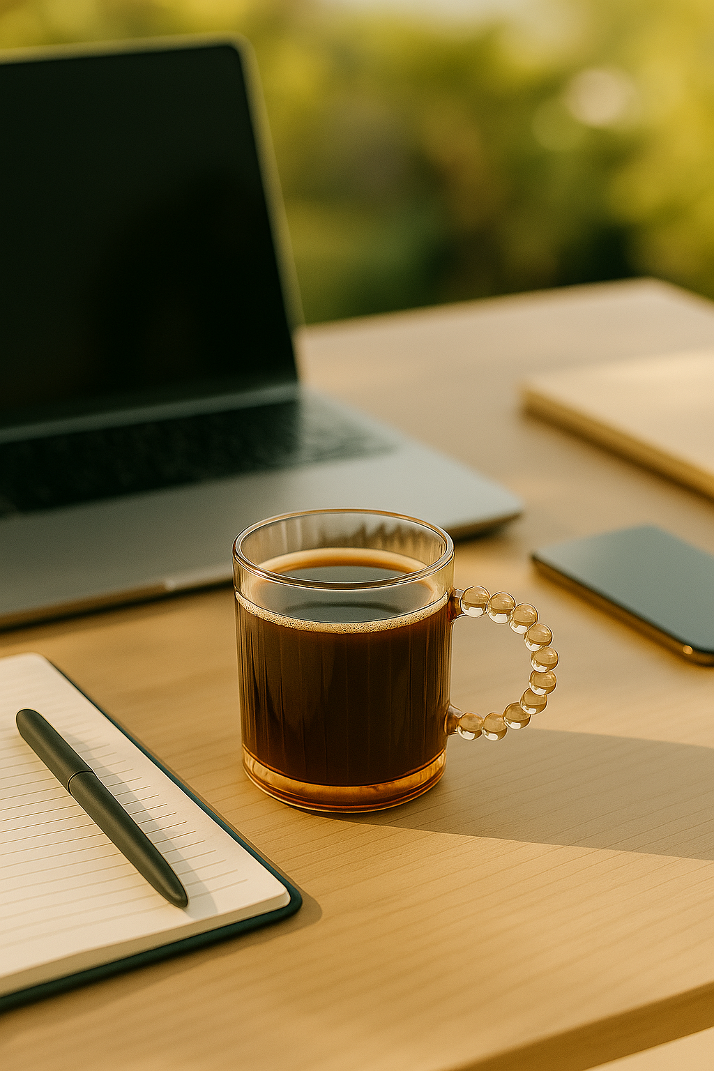 KLINKCO Pearl Handle Glass Cup Small | 200ml Brown Tea & Coffee Cup | Heat-Resistant Glass, Elegant Handle Design (Set of 2)