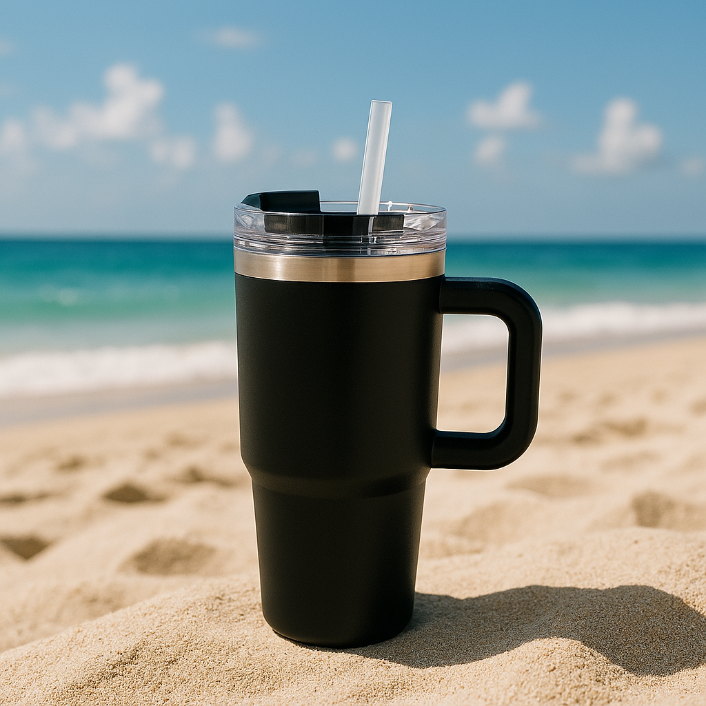 KLINKCO Stainless Steel Tumbler with Straw | Double Insulated Tumblers for Hot & Cold Drink 100% Leakproof Tumbler | Black | 500ml Steel