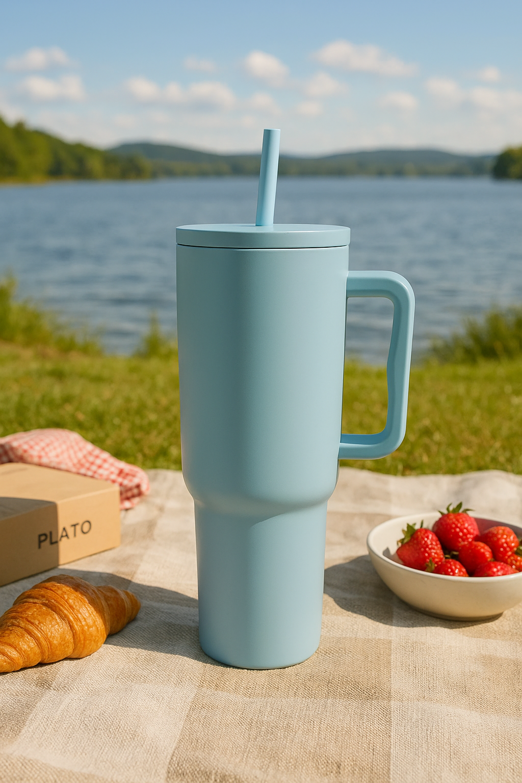 KLINKCO Stainless Steel Tumbler with Straw | Double Insulated Tumblers for Hot & Cold Drink 100% Leakproof Tumbler with Straw Cleaner | Blue | 1200ml