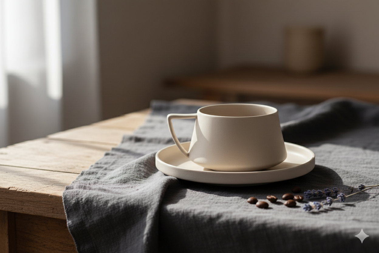 Porcelain Cup & Saucer Set of 2 for Tea & Coffee| Beige