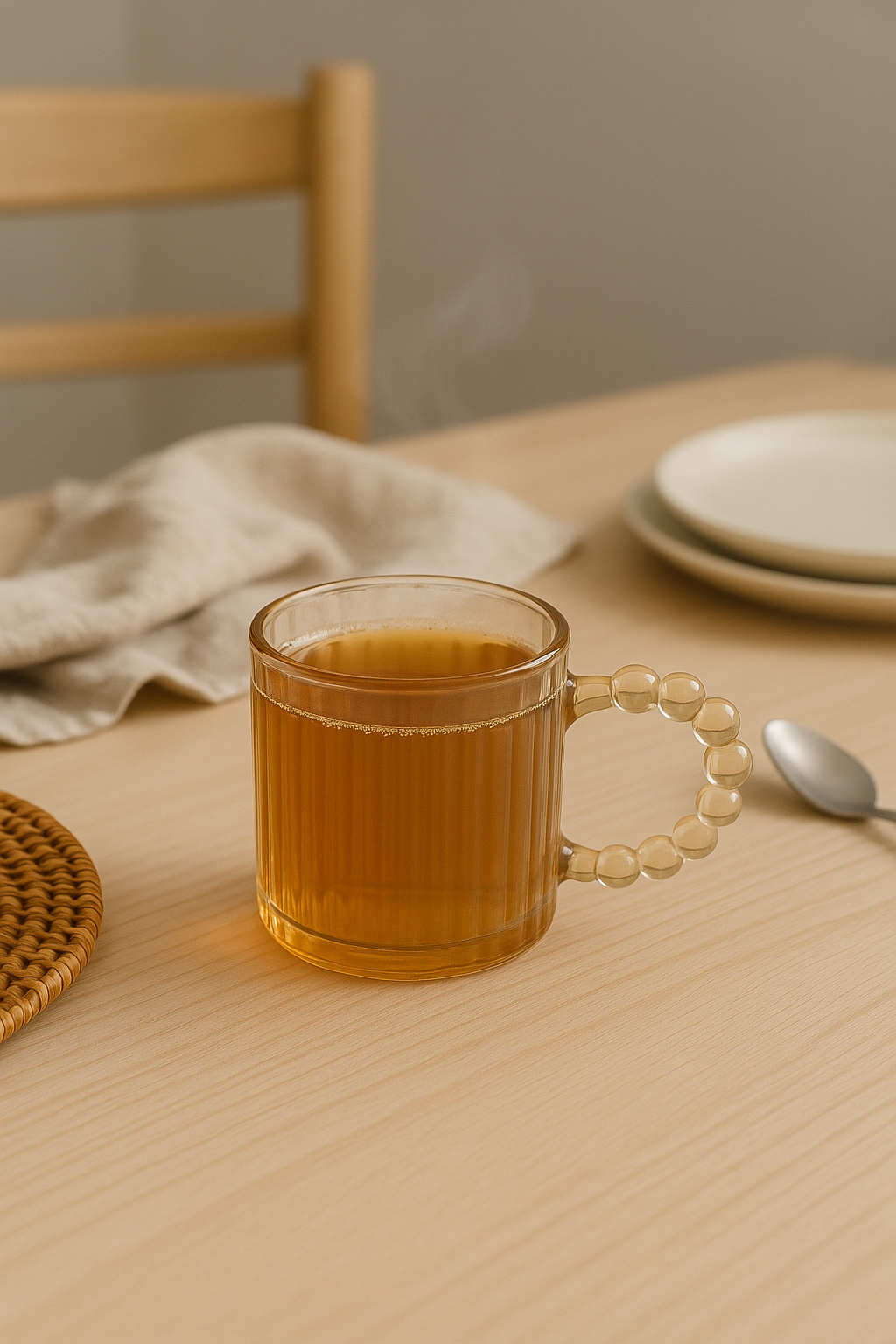 KLINKCO Pearl Handle Glass Cup Small | 200ml Brown Tea & Coffee Cup | Heat-Resistant Glass, Elegant Handle Design (Set of 2)